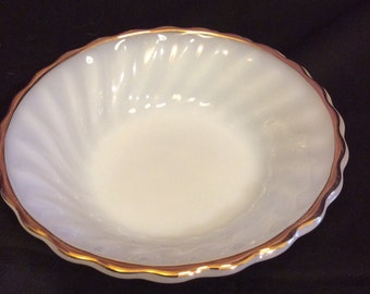 Anchor Hocking "Suburbia" Oven Proof Gold Trim Bowl
