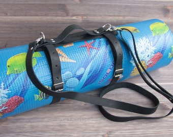 Genuine Leather carrier Strap for picnic blanket roll, yoga mat, hiking, camping fishing traveling tourist accessories.