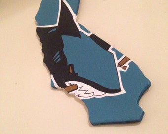 California shape with San Jose Sharks logo