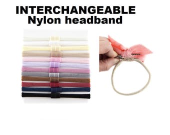Nylon headbands, Interchangeable Nylon Headband, nude nylon headband, universal nylon headband, Nylon headband with loop for clip