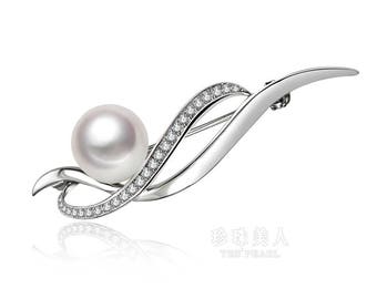 9-9.5mm freshwater Pearl shawl pin, brooch or scarf pin