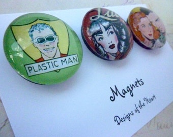 Round Glass Magnet set - Comic Collection