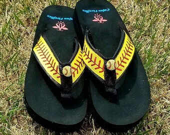 Softball Flip Flops Sandals -Sizes Small 4/5, Med. 6/7, Large 8/9, XL 10/11