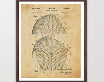 Buckminster Fuller - Geodesic Dome Patent - Architecture Poster - Architecture Wall Art - Buckminster Fuller Art - Geodesic Dome Art - Dome