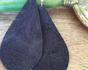 Victorian suede Leather Earrings