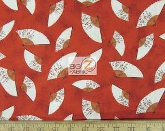 Hanami Falls Handfan Red By Evelia For Wilmington Prints 100% Cotton Fabric 45" Wide By The Yard (FH-1806)