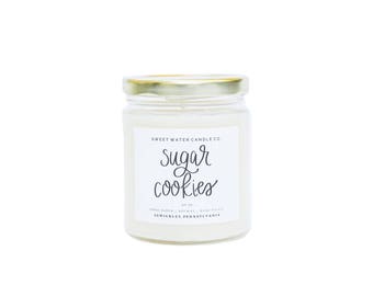 Sugar Cookies Candle 9oz | Home Decor Soy Candles Farmhouse Decor Rustic Home Decor Essential Oil Christmas Cookies Soy Candles Handmade