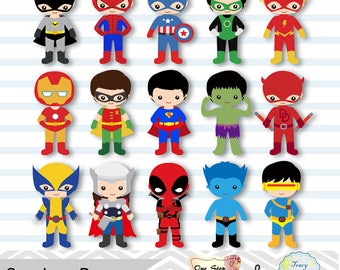 30 Little Boy Superheros Digital Clip Art, Boys Superhero Clipart, Superhero Party, Super Hero Clip Art, Super Hero Boys Clipart, 0265