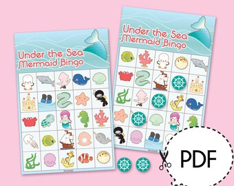 Under the Sea Mermaid Bingo Game Kit–Printable PDF Download