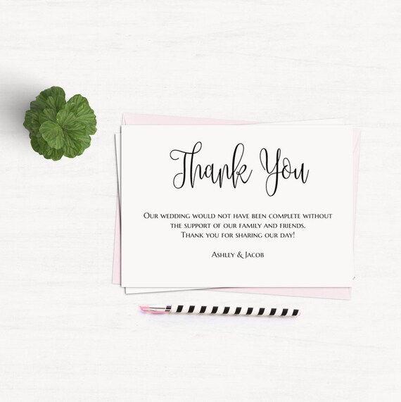 Thank you cards template Black and white wedding Thank you