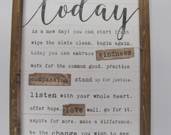 Today Is A New Day,Rustic Shadowbox Frame,Inspirational Verse,Marla Rae,13" x 17"