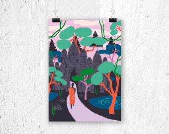 Poster Angkor Wat Cambodia - A3 print A4 poster - poster Cambodia - Cultural poster - temple - ritual - spiritual poster - temple poster