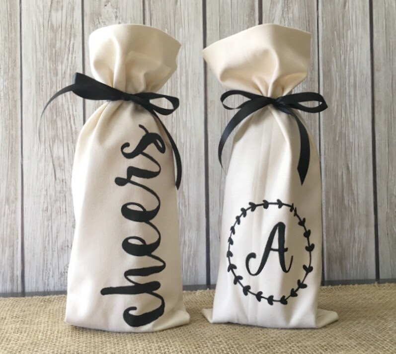 DIY Kit Create your own Wine Gift Bag Linen Wine Bag