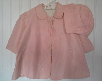 Vintage Baby Coat, Pink Baby Coat, Coat and Bonnet, Large Doll Coat, Baby Clothes, Pink Coat and Hat, Vintage Baby Jacket
