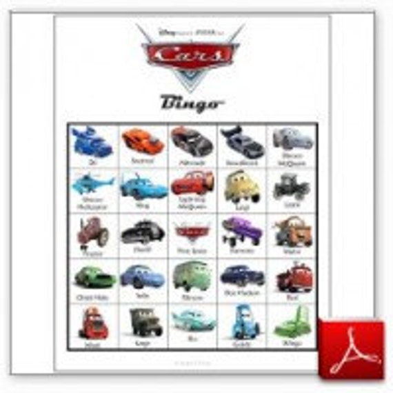 20 Printable Disney Cars Bingo Cards &amp; Memory Game