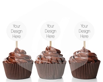 Cupcake Topper Mockup. Party Circles Mockup, Isolated Cupcake mockup