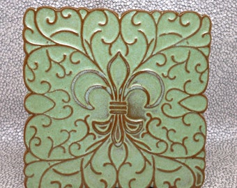 Frankoma Fleur-De-Lis Tile Trivet Tile