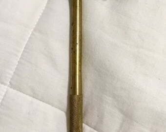 Vintage Brass Hammer with hidden screw driver, a phillips screw driver and a small crew driver in handle! Collectible tools.