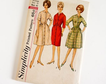 Vintage 1960s Womens Size 40 One Piece Dress with Two Skirts Simplicity Sewing Pattern 5037 FACTORY Folds / b42 w34 / Slim or Full Skirt