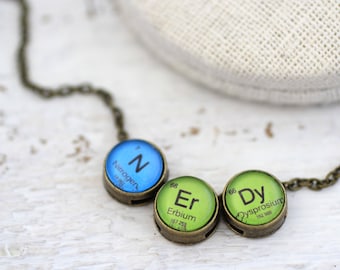 Nerd Periodic Table, Nerdy Periodic Table Necklace, Periodic Table, N Er Dy, Nerdy Necklace, Periodic Table Necklace, Chemistry Necklace