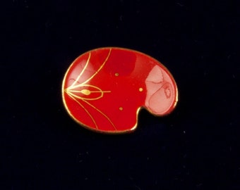 Beautiful Red Enamel Brooch by Jodie