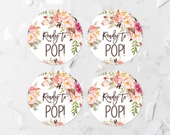 Bohemian Ready To Pop Favor Labels Printable Pink Floral Baby Shower Popcorn Tags Favor Tags Favor Stickers Boho Shower Decoration 265