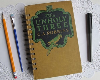 mixed media junk journal, The Unholy Three, spiral bound smash book