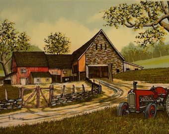 Vintage Farm & Tractor 24x12 Canvas Print - Signed by H. Hargrove