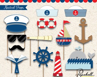 Nautical Props for Nautical Birthday Party. Perfect for a little sailor nautical photobooth. Instant Download