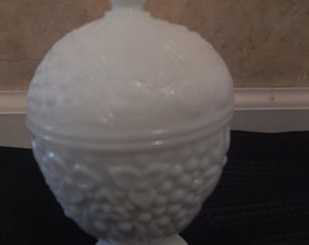 Vintage Avon Milk Glass Covered Candy Dish