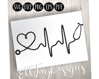 Nurse svg, heartbeat svg, stethoscope svg, silhouette cut files, cricut cut files, health care svg, doctor svg, heart stethoscope, tshirt