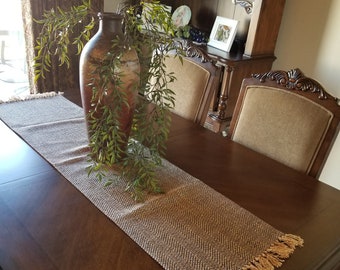 Blue and Gold Flecked Chevron Table Runner