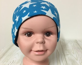 Headband SUS cotton fleece blue with stars 48-54 cm