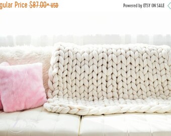 CHUNKY KNIT blanket, Super Chunky Knit blanket, Merino Wool Blanket, Arm knit blanket, Giant knit blanket Throw