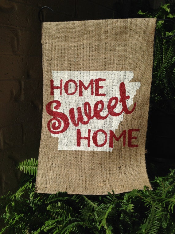 Home Sweet Home Arkansas Burlap Garden Flag Arkansas Flag
