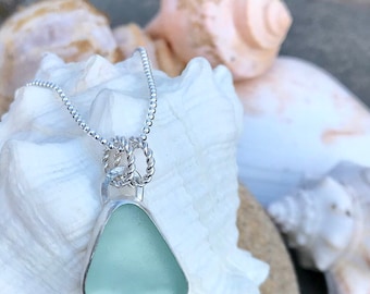 Honey Dew Sea Glass Bezel Pendant