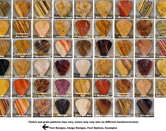 Pickslay's Guitar Pick Collection - ONE Wooden Guitar Pick - (Choose Wood Type) - Exotic Woods - Rare Woods Domestic Woods-Wood Guitar Pick