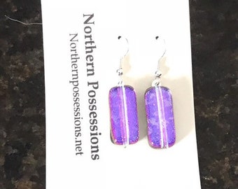 Pink Dichroic Glass Earrings