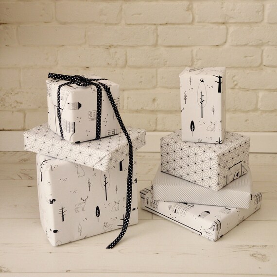 Items similar to Black and White Printed Gift Wrapping Paper, Black and White Printed Gift Wrap