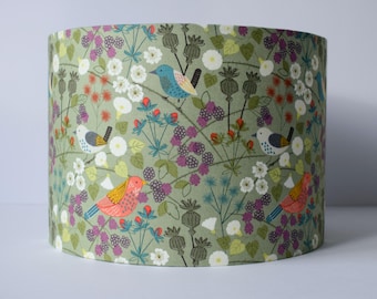 Hedgerow Lampshade, Bird Lampshade, Sage Green Lamp Shades, Woodland Home Decor, Country Home Decor, Wildlife Lampshade for Table Lamp