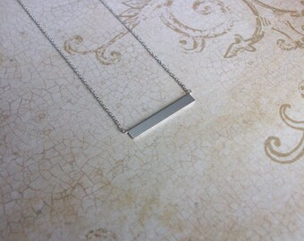 Sterling Silver Bar Necklace Horizontal Sterling Silver Bar Great Layering Necklace Unique Bar Necklace Sterling Silver Bar Pendant N0723