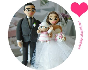 Wedding Cake Topper - Family cake topper, CUSTOM cake topper, FUNNY cake topper, Wedding figurines, wedding topper, baby cake topper