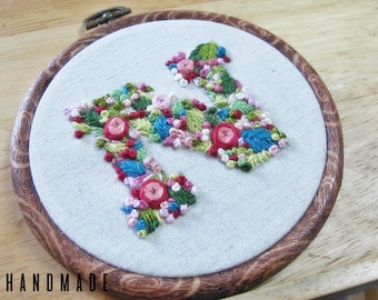 Monogram 'N' Hand Embroidery In 5 Inch Hoop | READY TO SHIP!