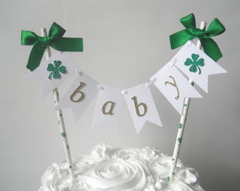 Irish Baby Shower Decor Lucky Baby Shower Decor St. Patrick's Day Baby Shower Shamrock Baby Shower Shamrock Cake Topper Irish Cake Topper