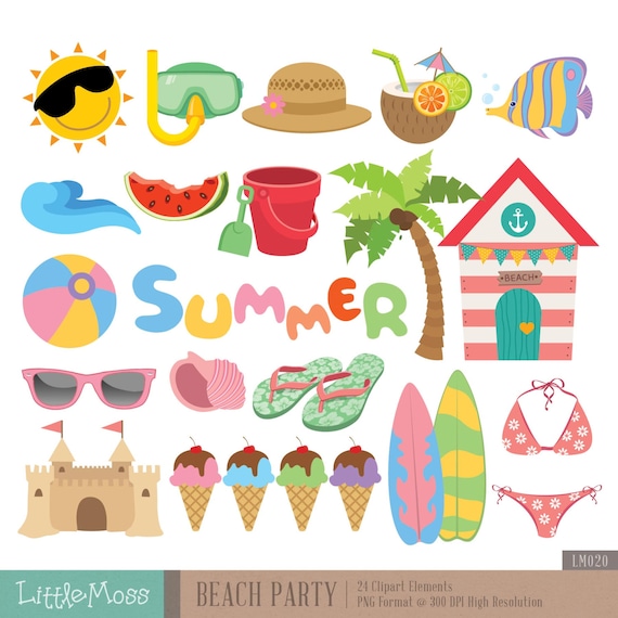 Beach Party Digital Clipart Summer Clipart