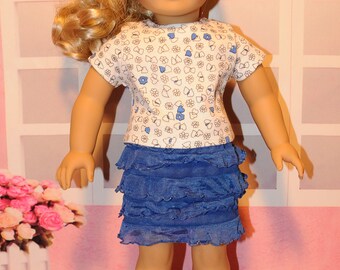 Blue Ruffled Skirt with T-shirt