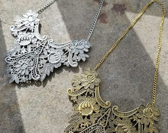 Vintage Lace Inspired Bib Necklace