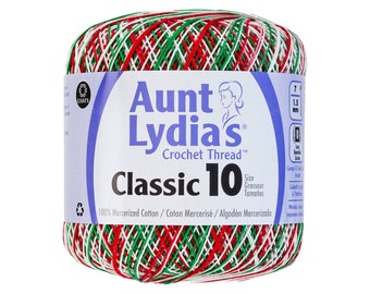 SHADES OF CHRISTMAS Var Aunt Lydia's Crochet Thread. Classic 10 Crochet thread. Size 10. 300yds Christmas colors. 0 Lace, bedspread weight <
