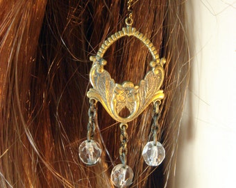 Vintage Brass Crystal Earrings