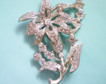 Rhinestone Iris Flower Brooch with Pot Metal Base - 2024